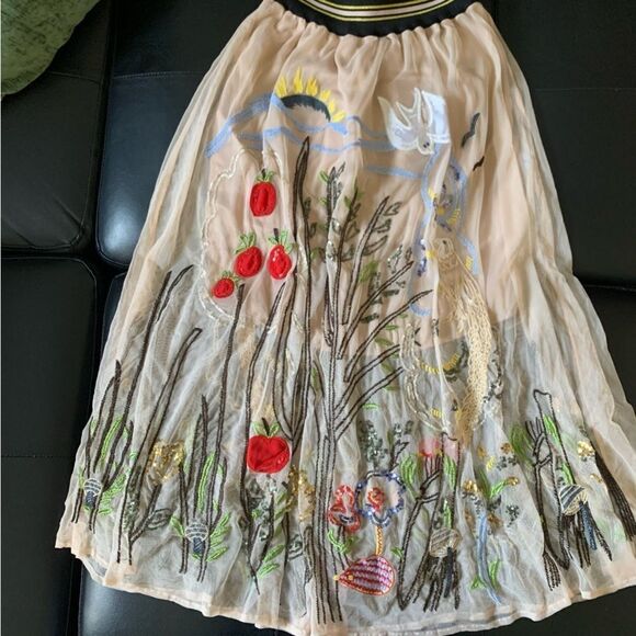 ZARA TAN TULLE MIDI SKIRT - Picture 3 of 14